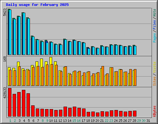 Daily usage for February 2025