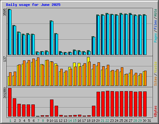 Daily usage for June 2025
