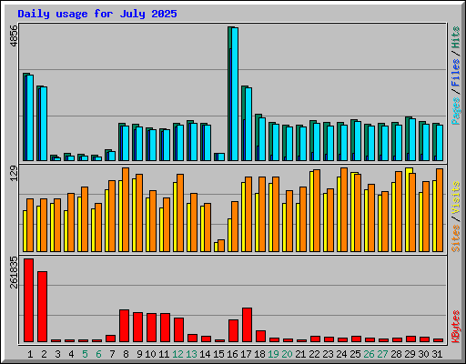 Daily usage for July 2025