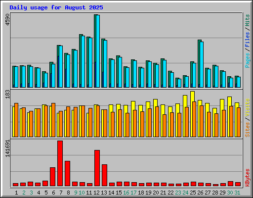 Daily usage for August 2025