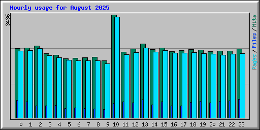 Hourly usage for August 2025